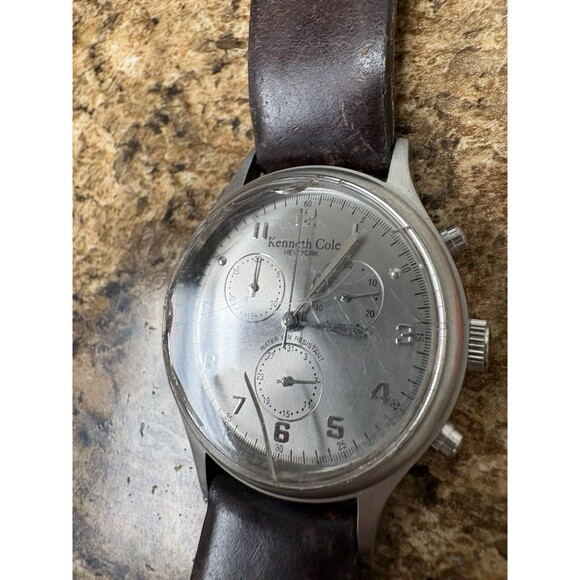 Kenneth Cole New York Men’s Chronograph Watch Silver Dial Brown Leather main image 5